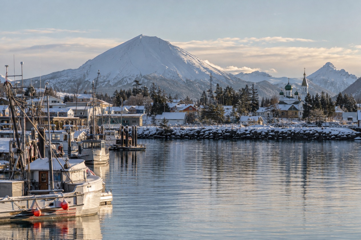 The harbor at Sitka in winter