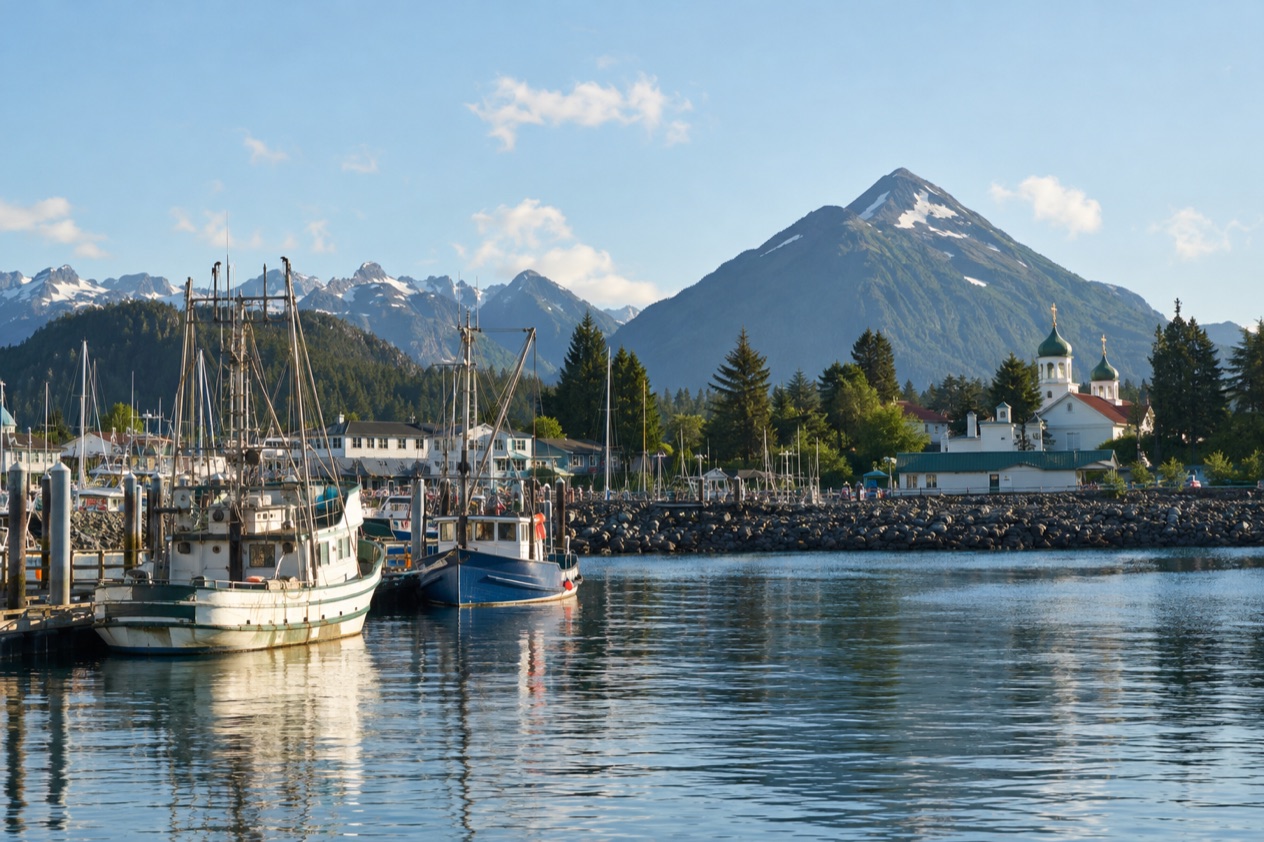 The harbor at Sitka in summer