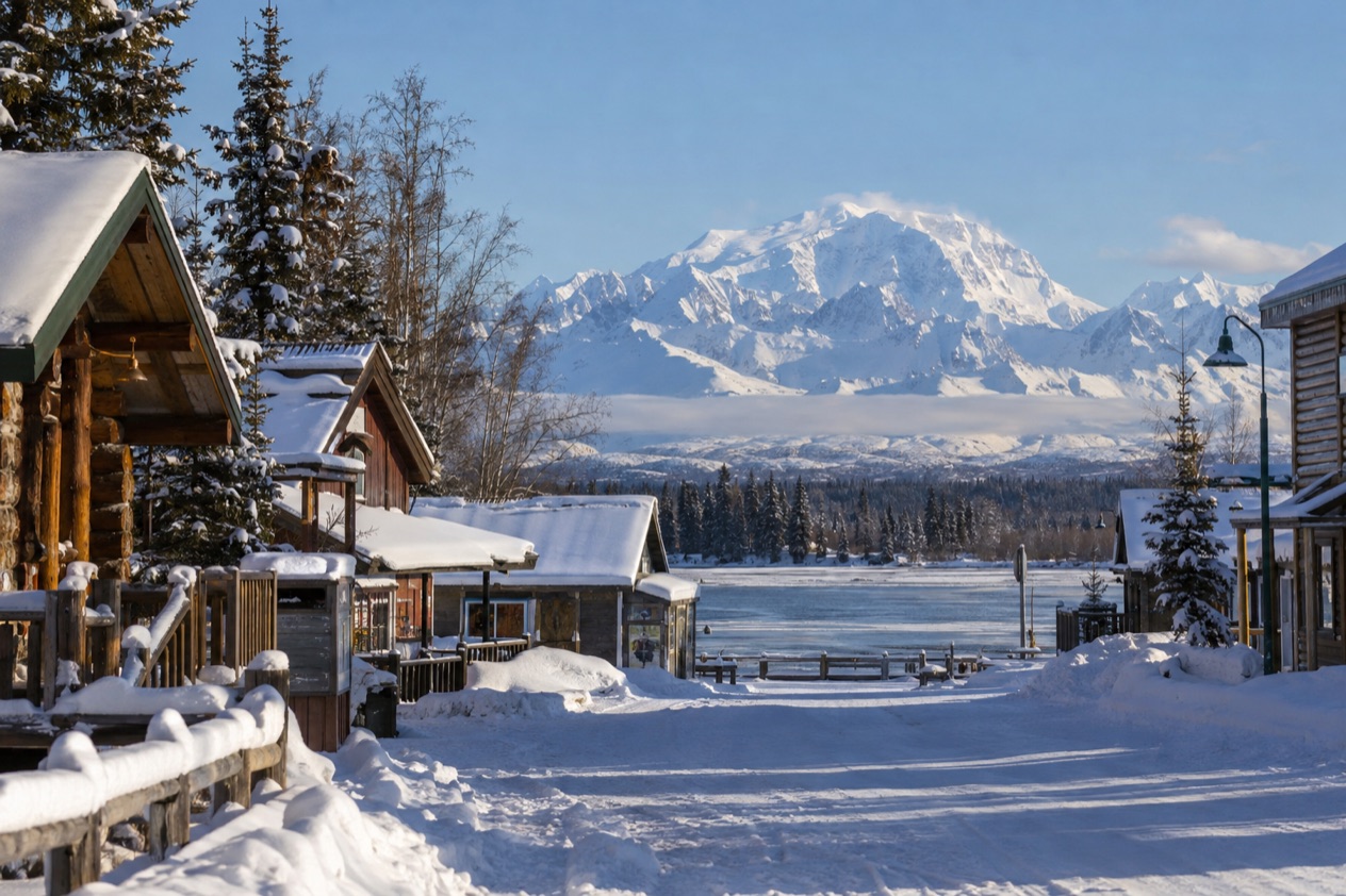 Talkeetna and the Alaska Range in winter