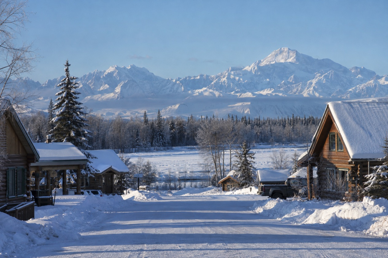 Talkeetna and the Alaska Range in winter