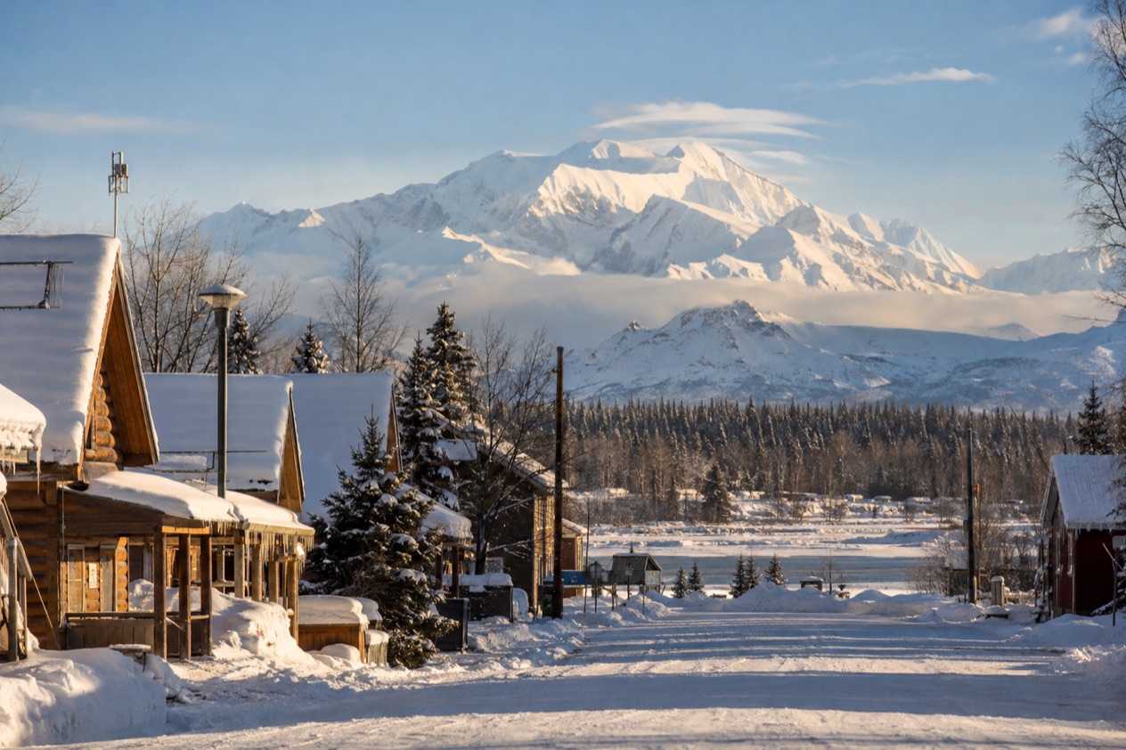 Talkeetna and the Alaska Range in late winter