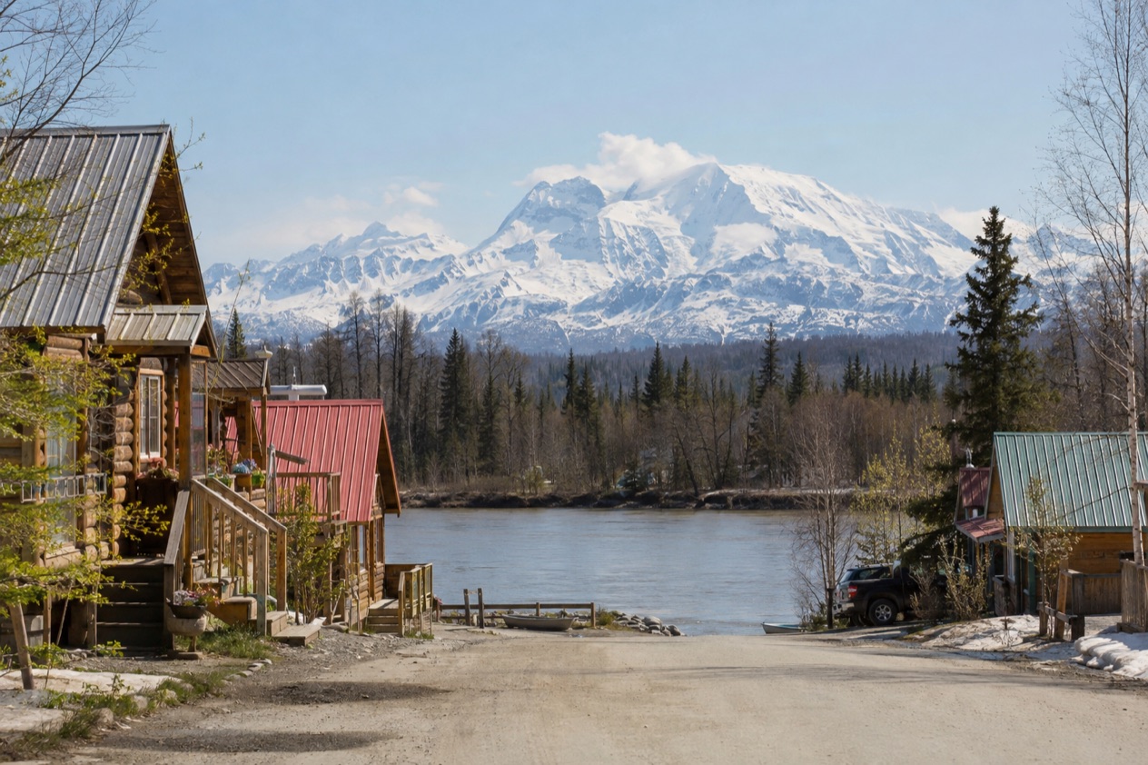 Talkeetna and the Alaska Range in spring