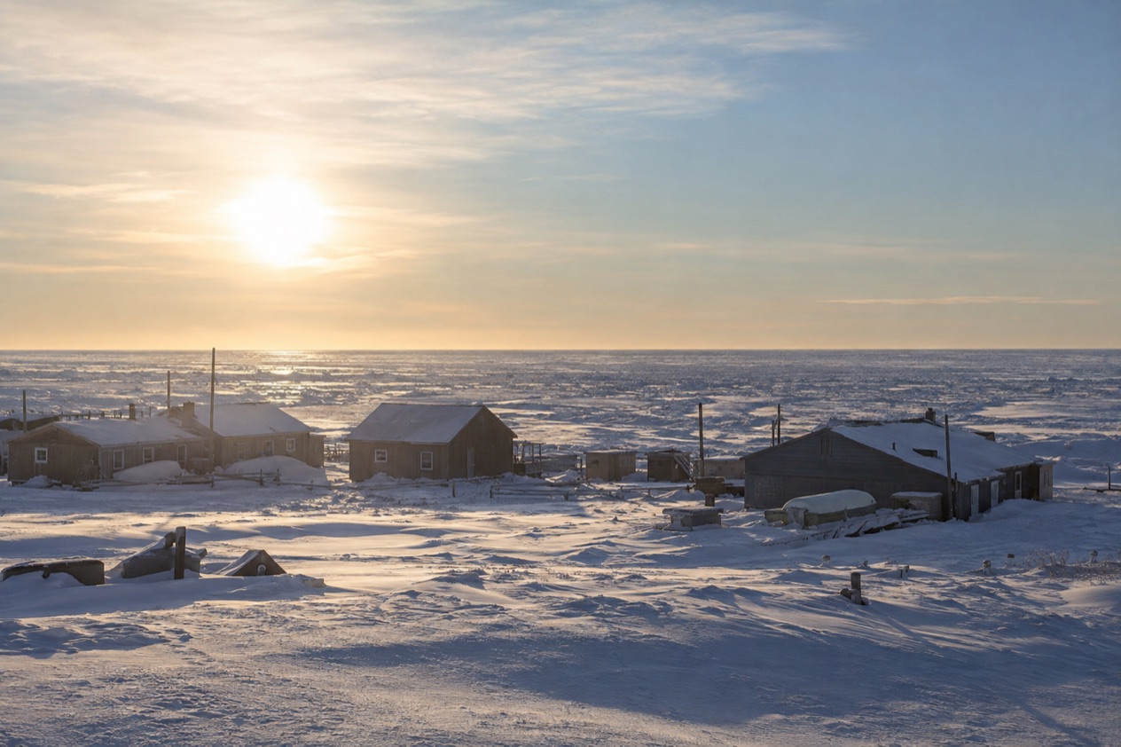 The Arctic coast at Utqiagvik in late winter