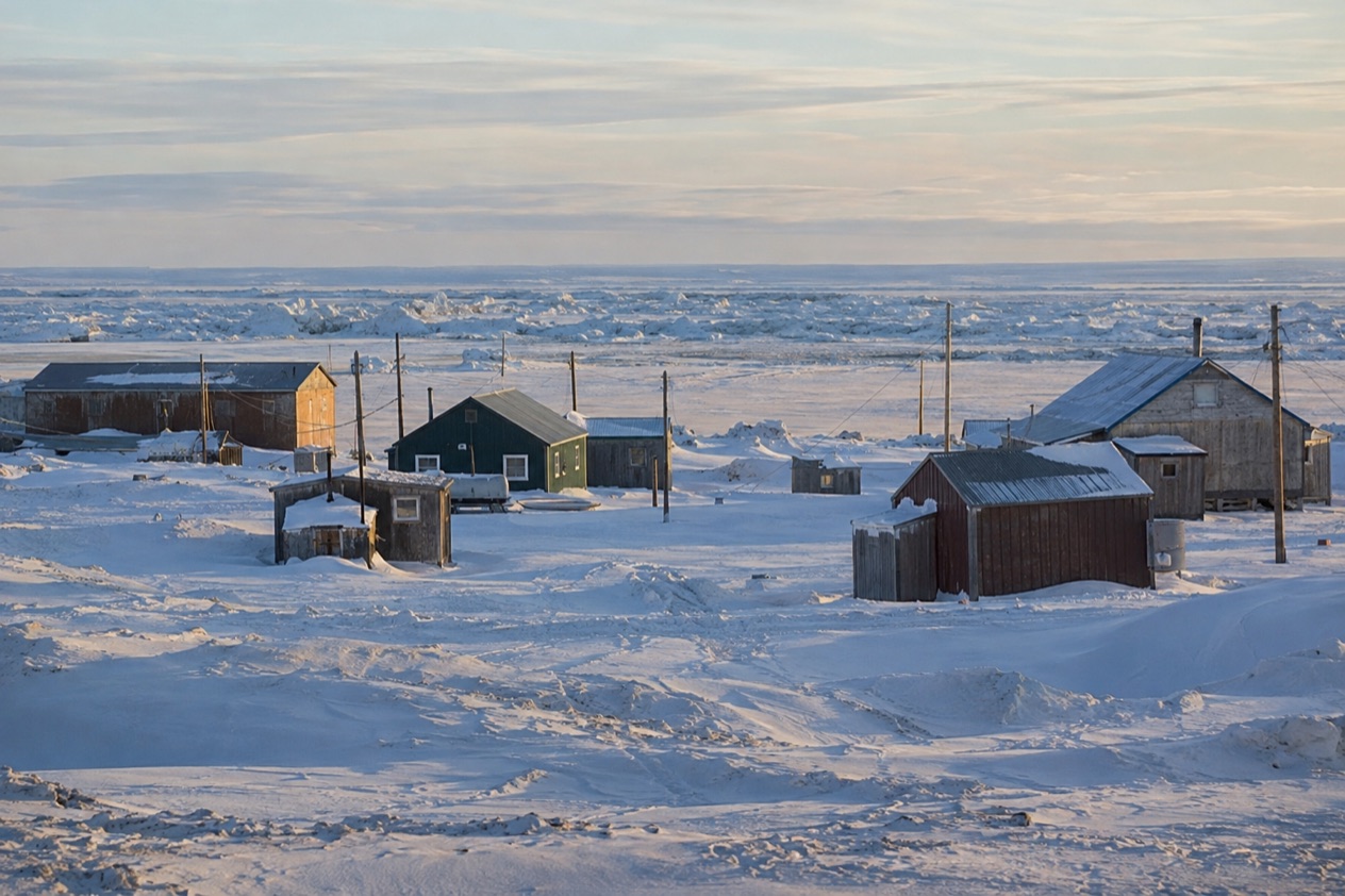 The Arctic coast at Utqiagvik in winter
