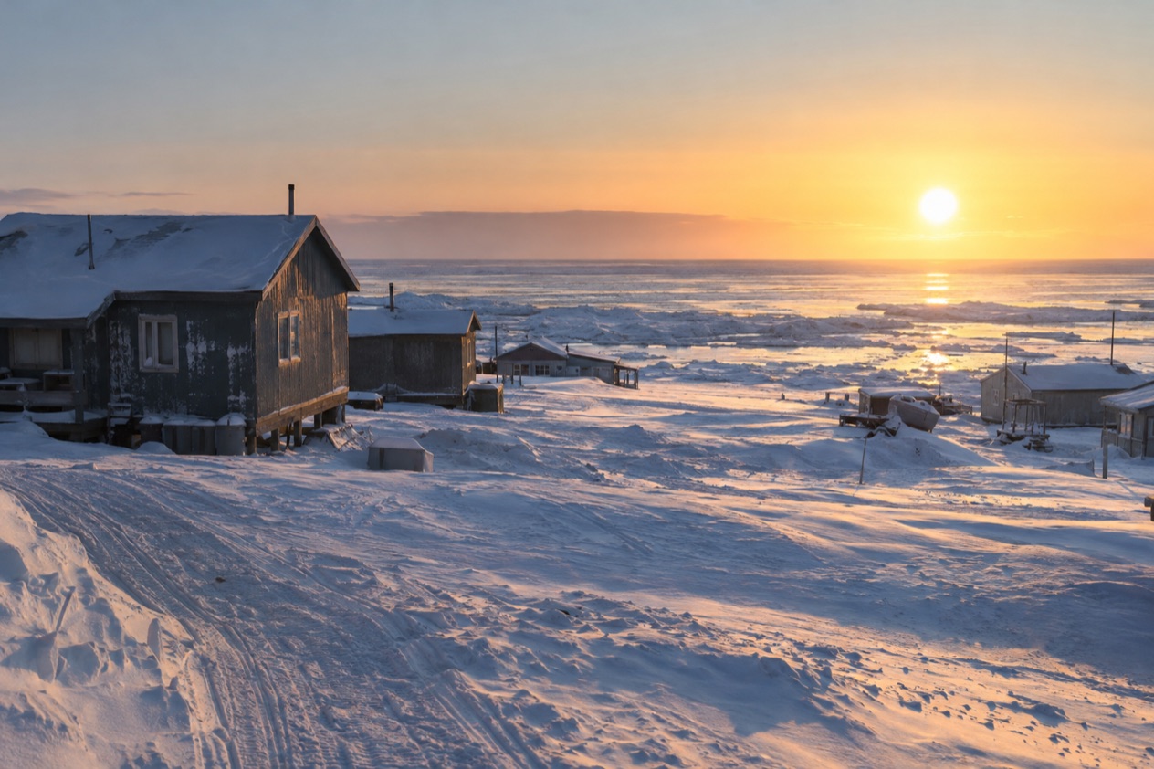 The Arctic coast at Utqiagvik in late winter