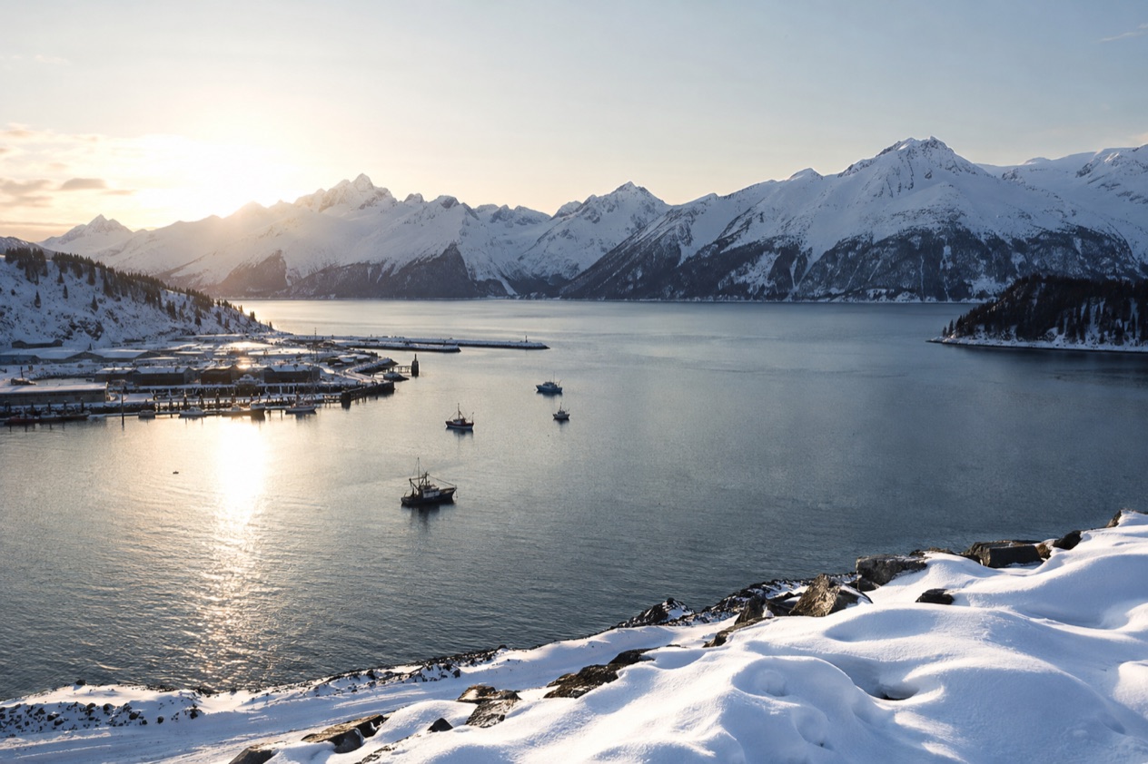 The harbor at Valdez in late winter