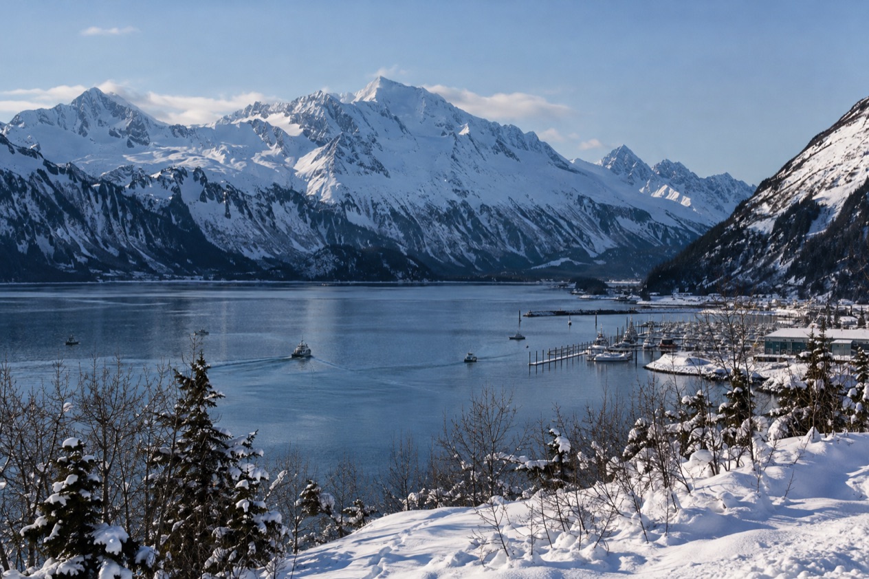 The harbor at Valdez in winter