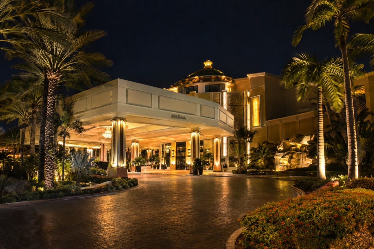 A resort at night