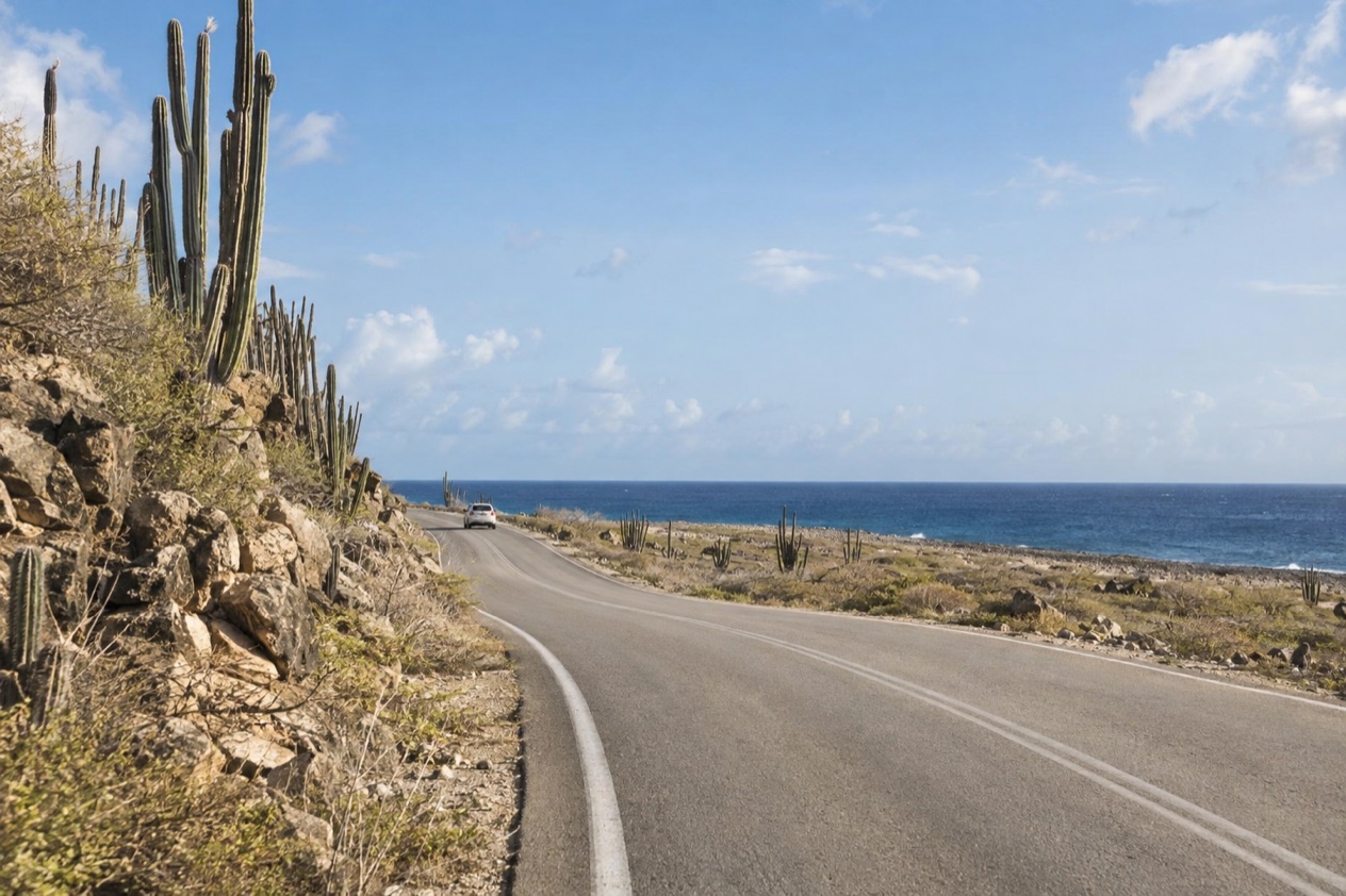 A coastal road in Aruba