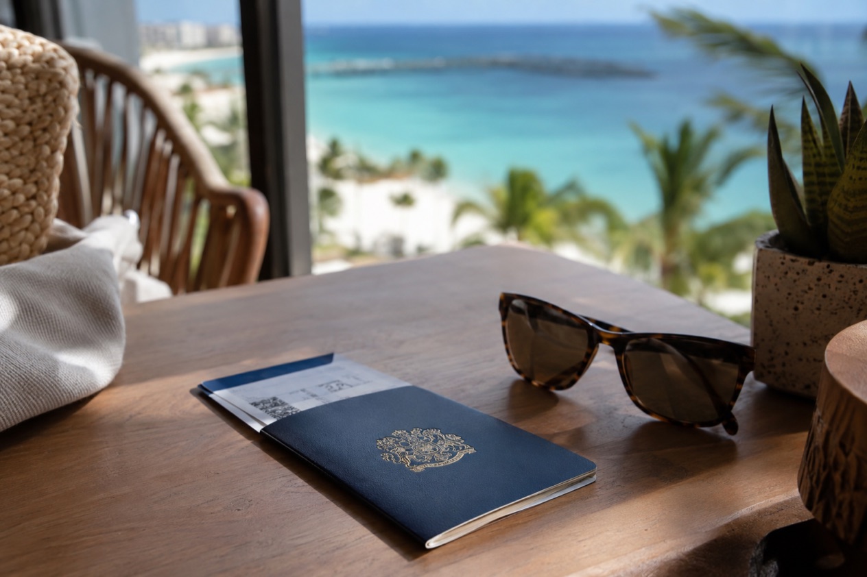A passport and boarding pass