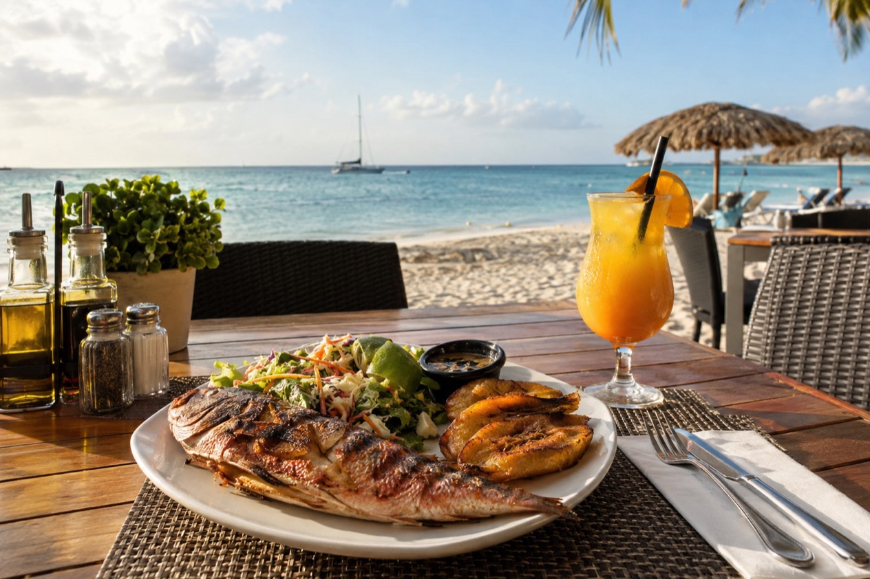 A seafood meal by the sea