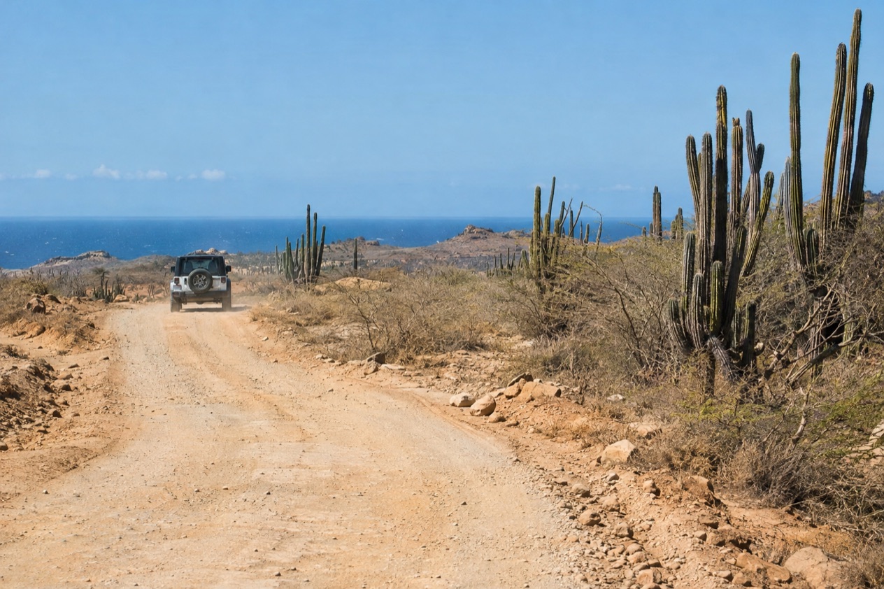 A dirt road in Aruba's interior