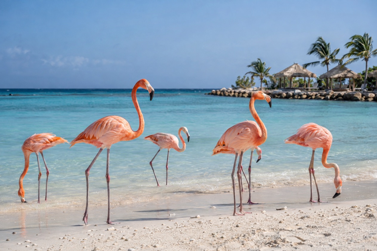 Flamingos on Renaissance Island