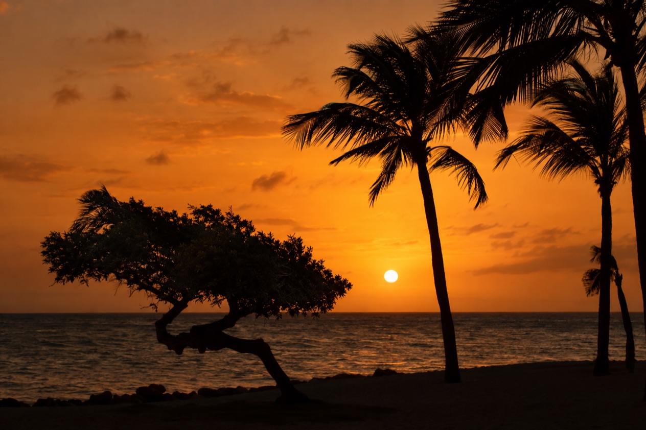 Sunset over the sea in Aruba