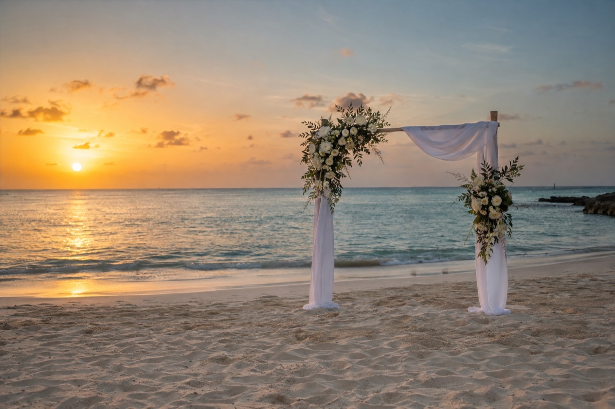 A wedding arch on the beach