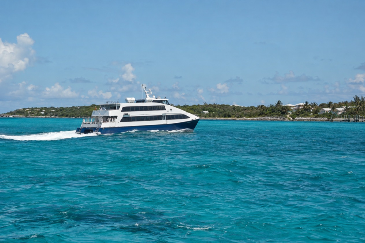 A passenger ferry at sea