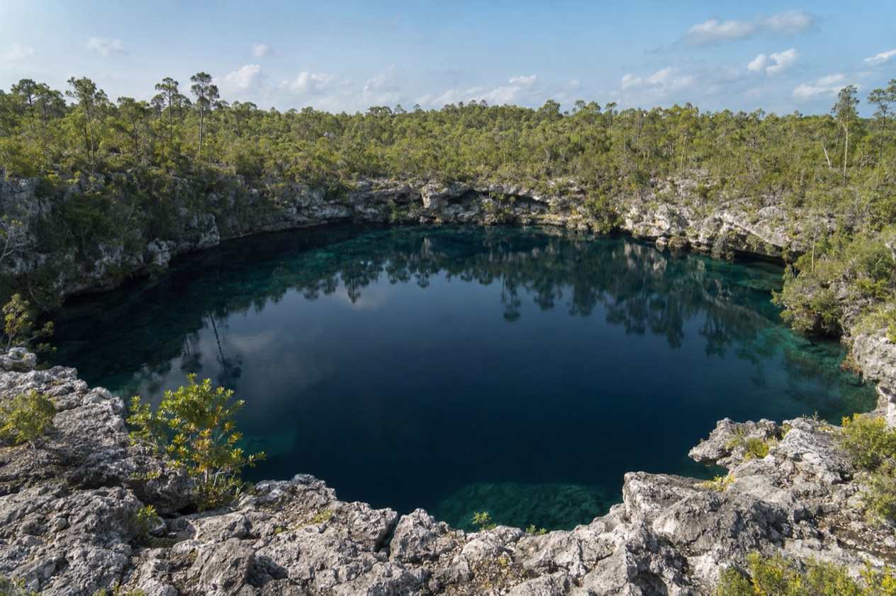 An inland blue hole on Andros