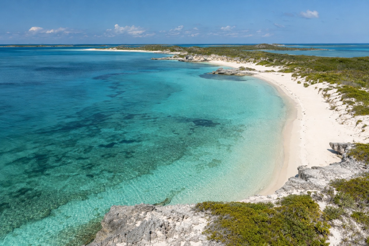 A remote Bahamian island beach
