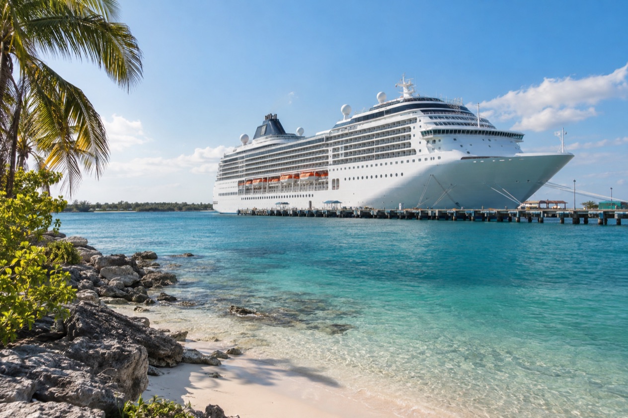 A cruise ship in the Bahamas