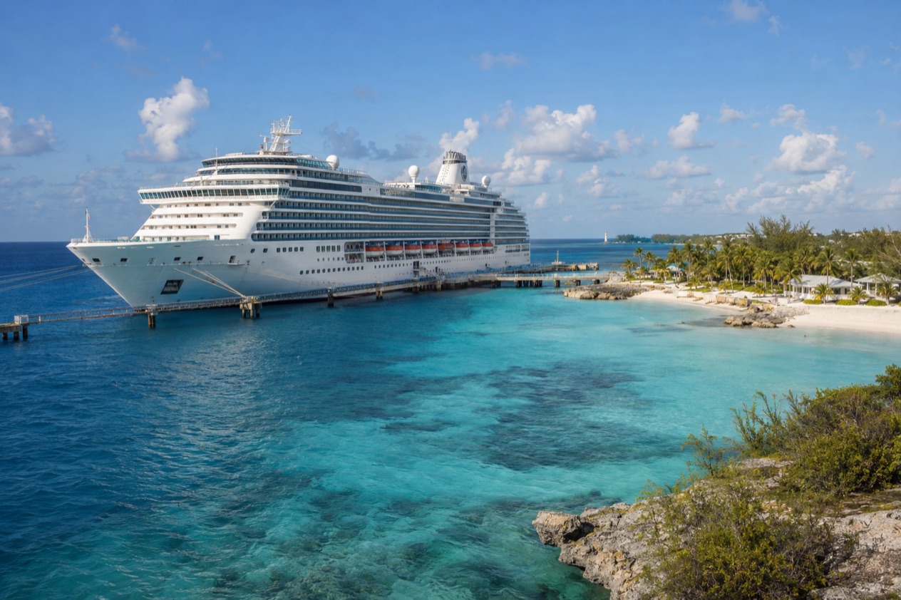 A cruise ship in the Bahamas