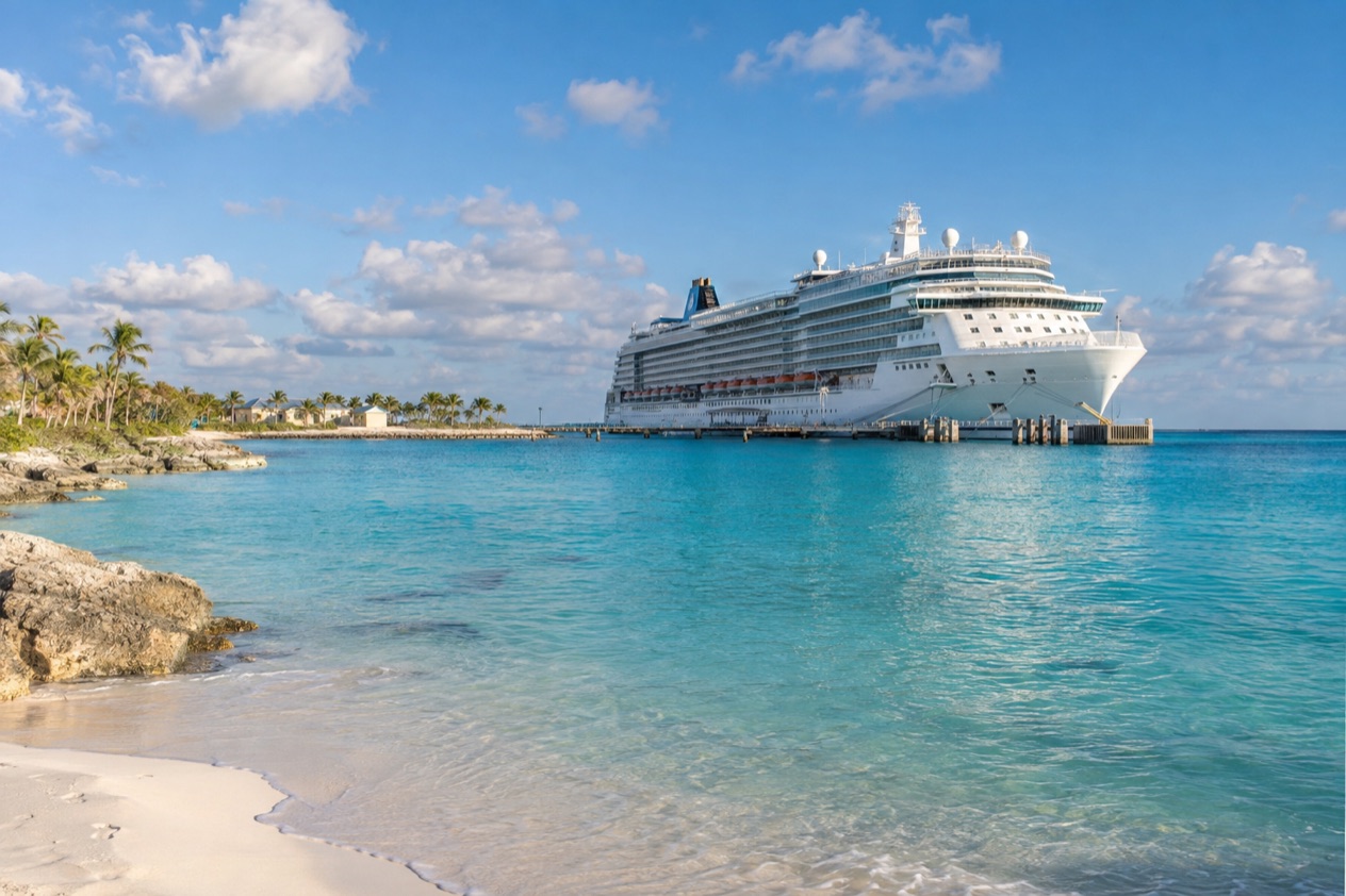 A cruise ship in the Bahamas