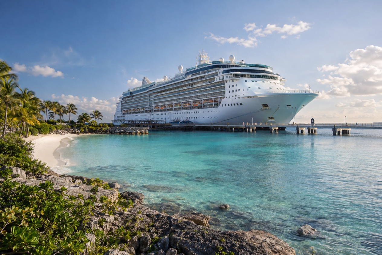 A cruise ship in the Bahamas