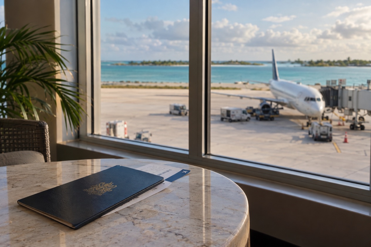 A boarding pass and a passport