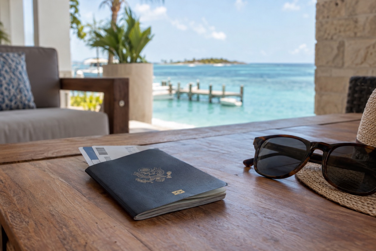 A passport on a table