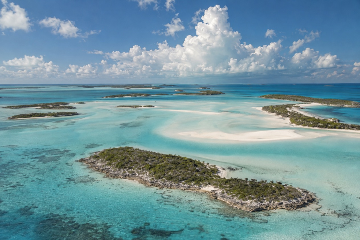 The cays and sandbars of the Exumas in summer