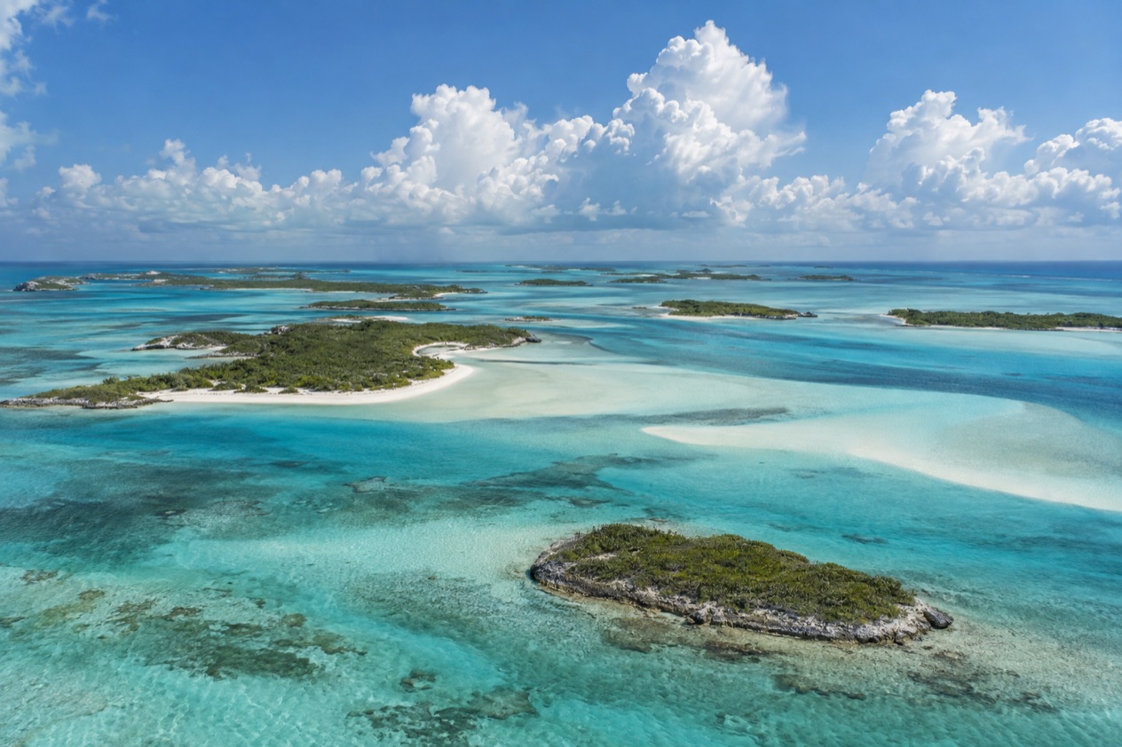 The cays and sandbars of the Exumas in summer