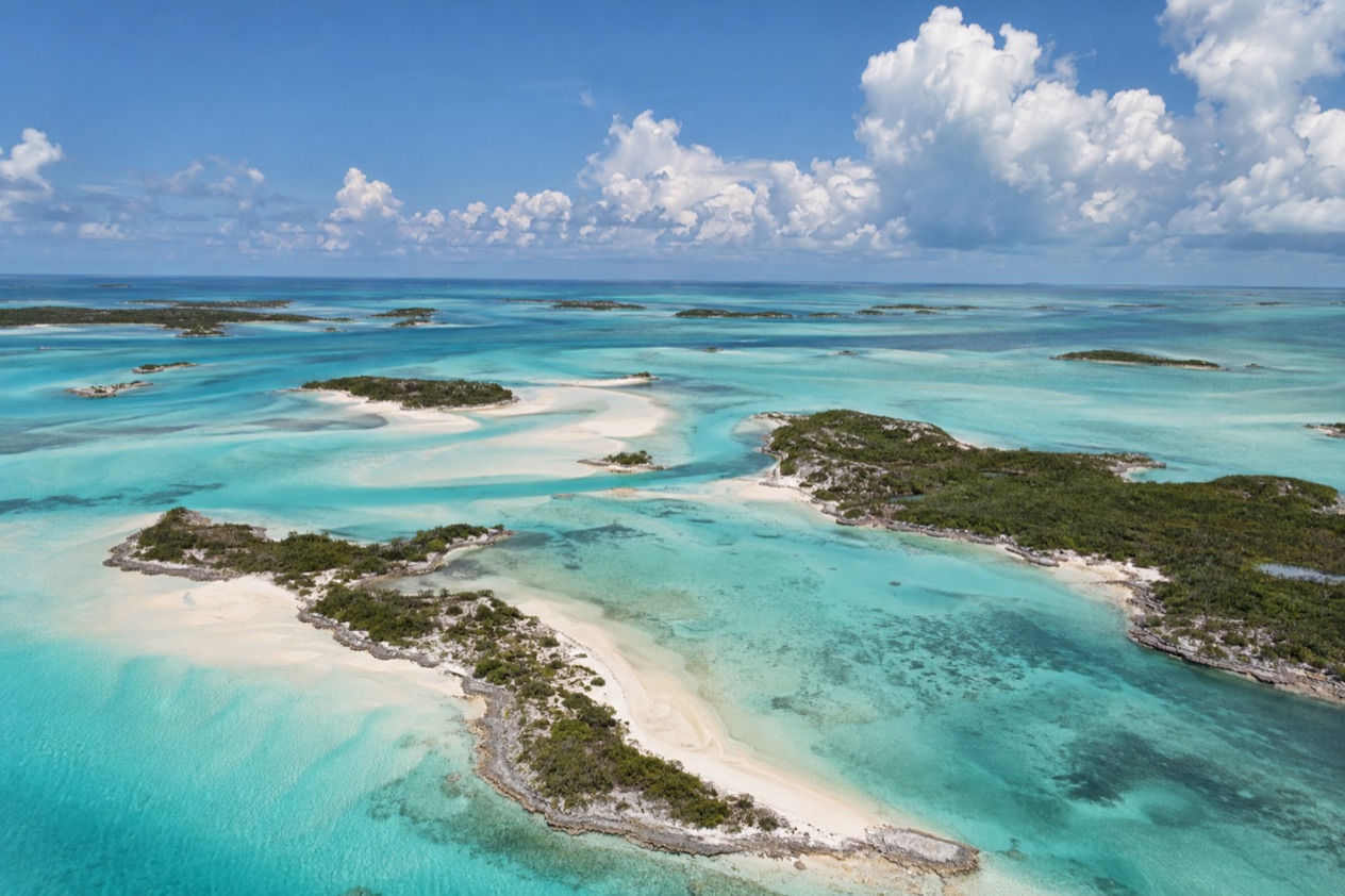 The cays and sandbars of the Exumas in summer