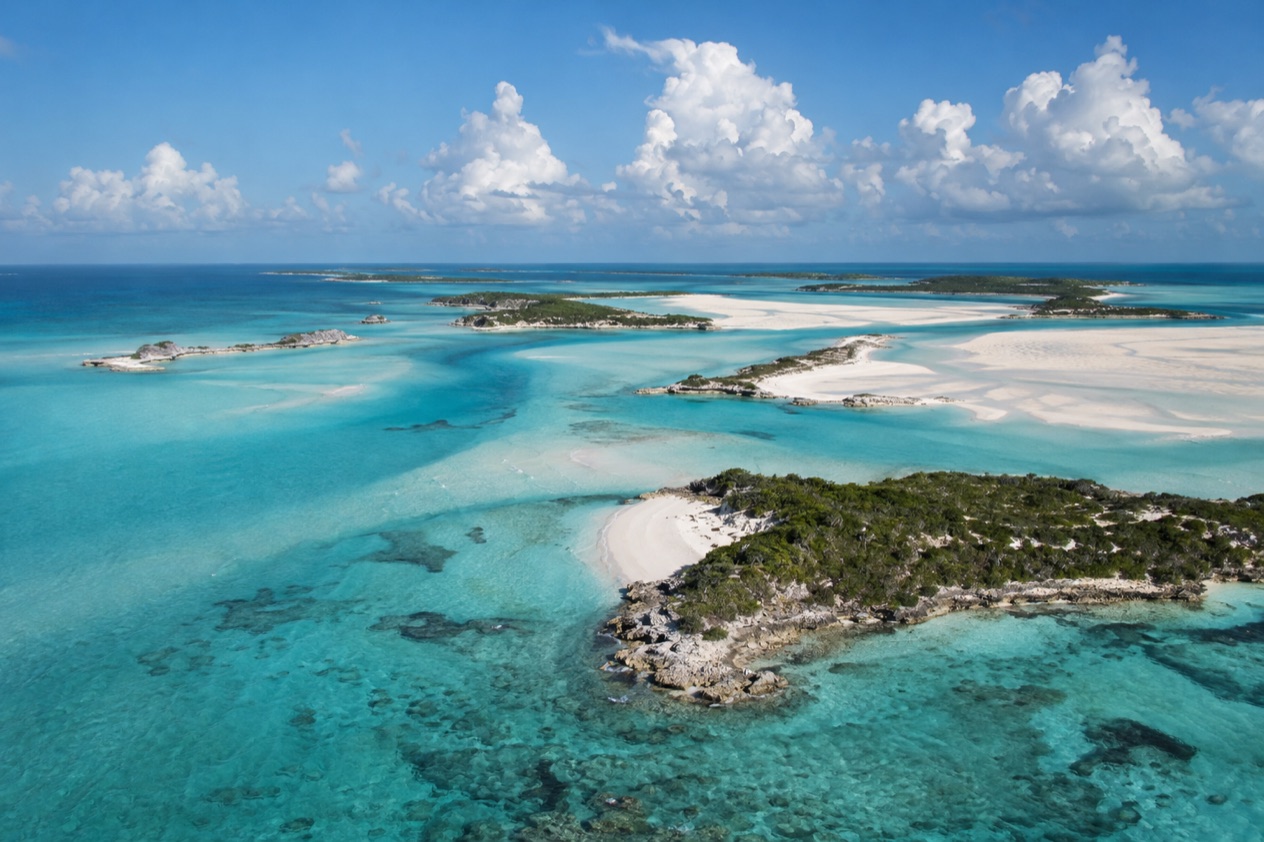 The cays and sandbars of the Exumas in summer