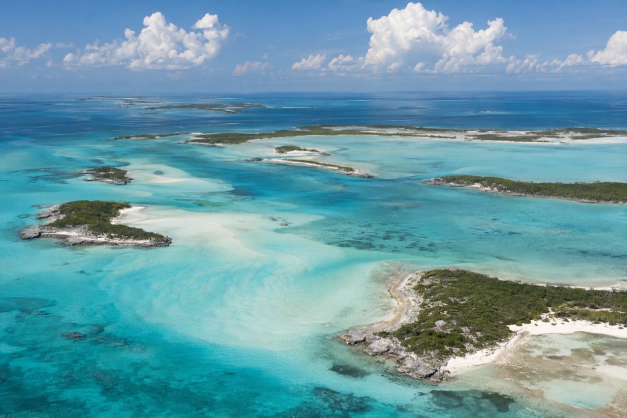The cays and sandbars of the Exumas in summer