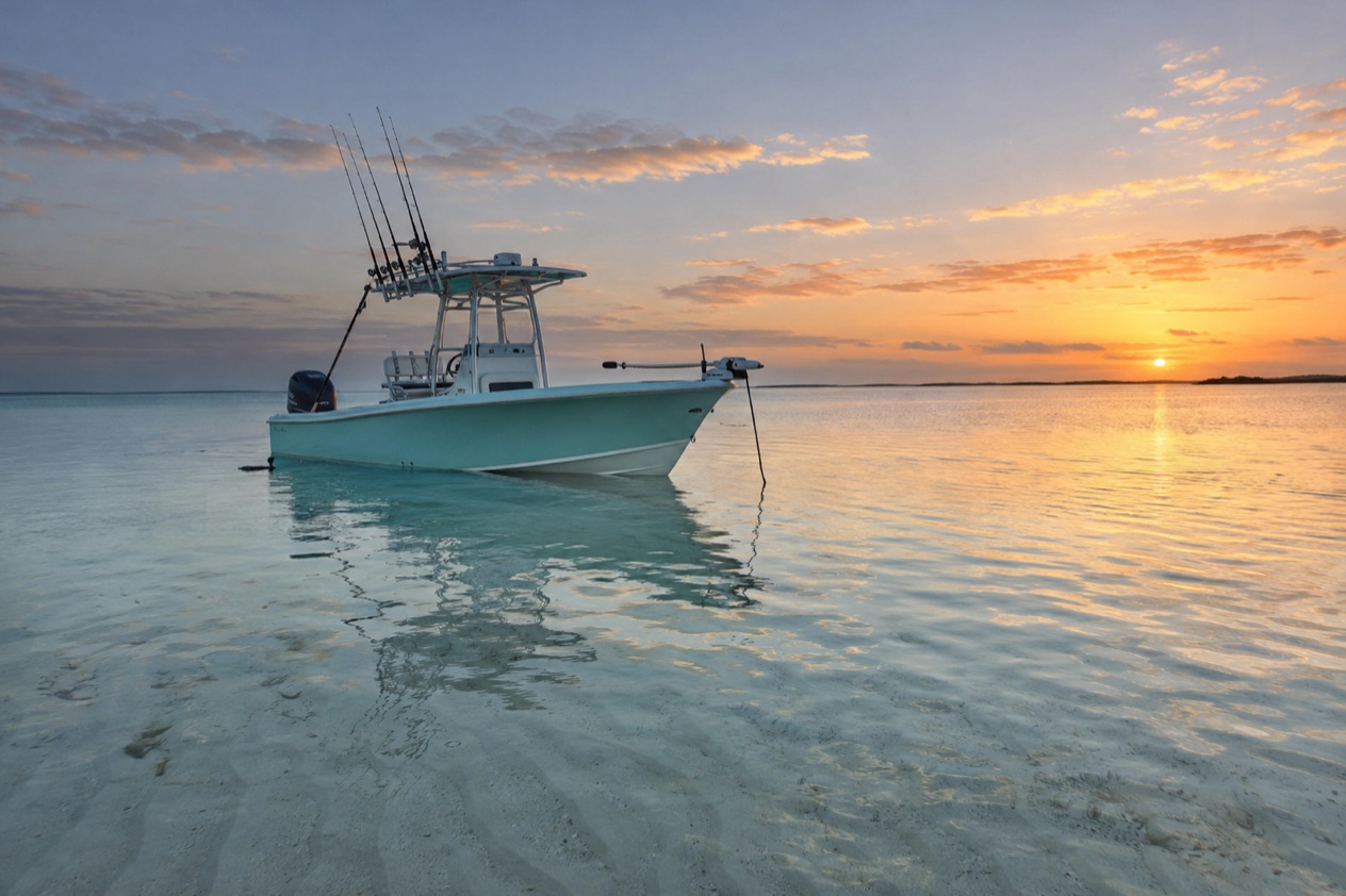 A fishing boat on a flat