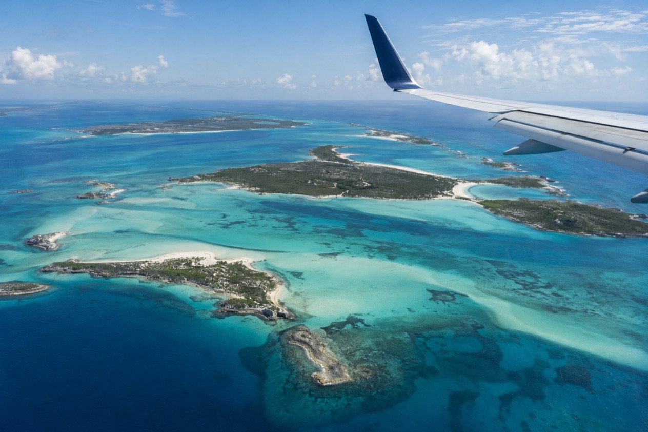 A plane over the cays
