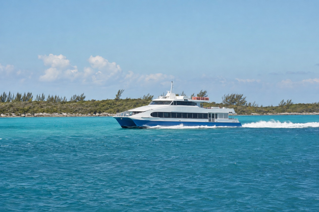 A passenger ferry at sea