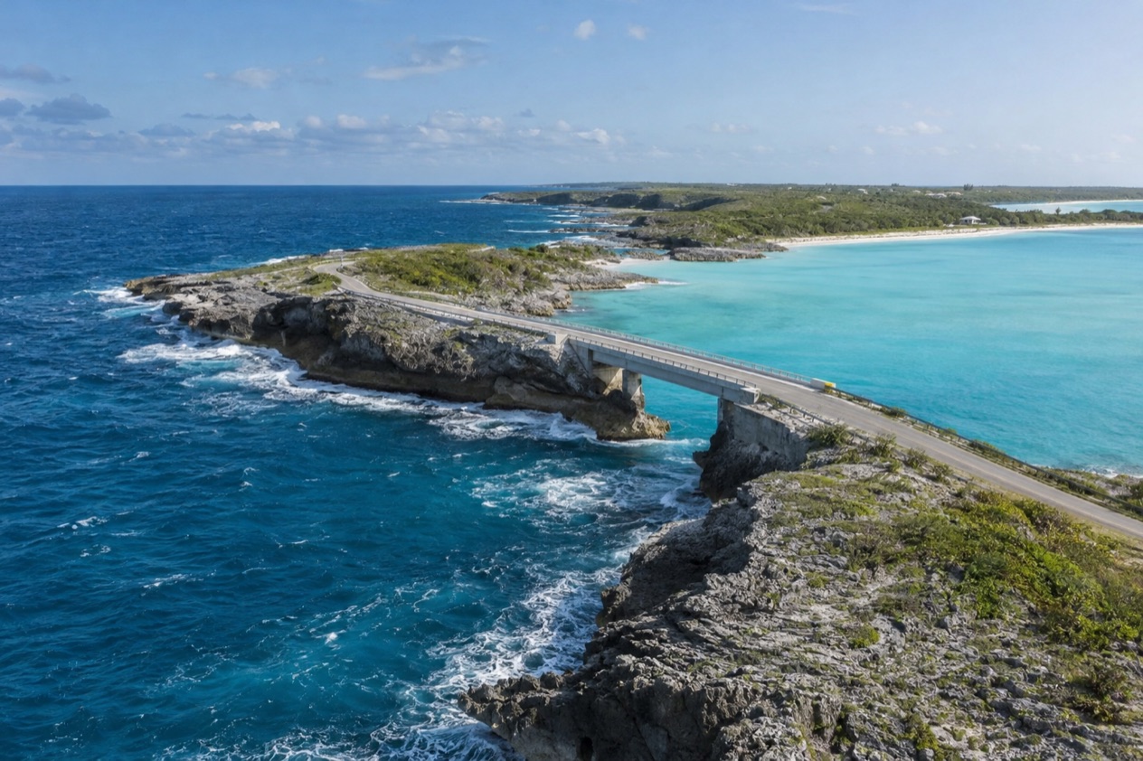The narrow bridge on Eleuthera