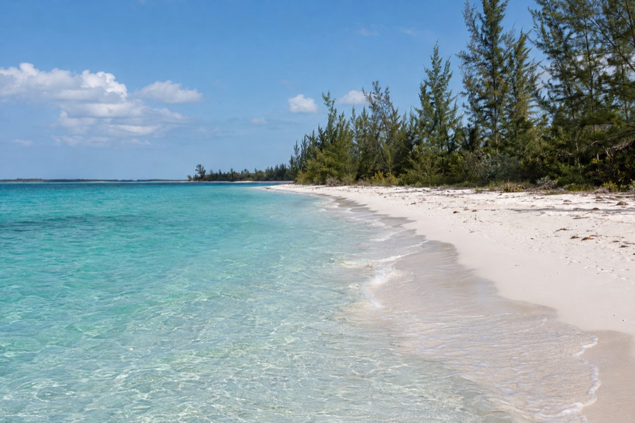 A beach on Grand Bahama in spring