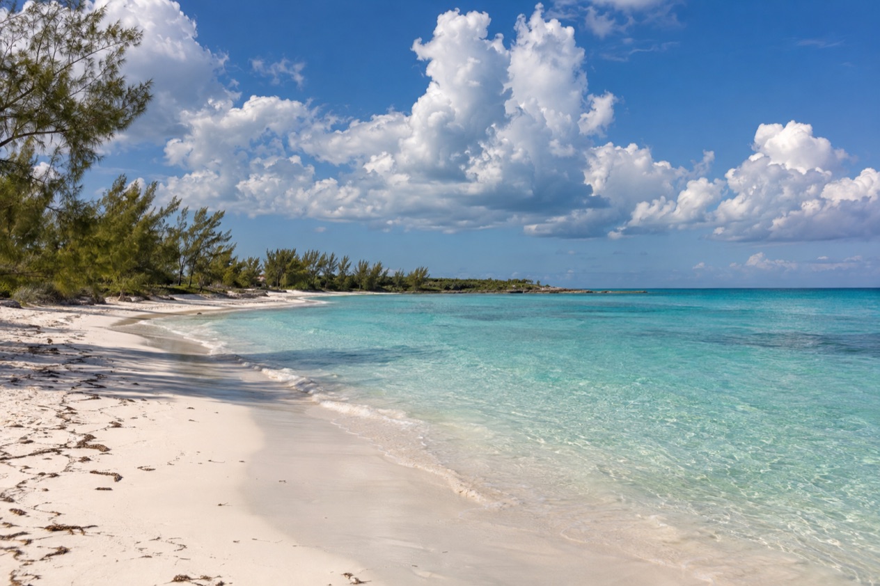 A beach on Grand Bahama in summer