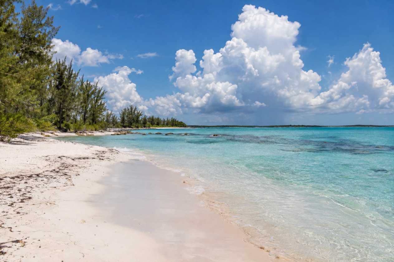 A beach on Grand Bahama in summer