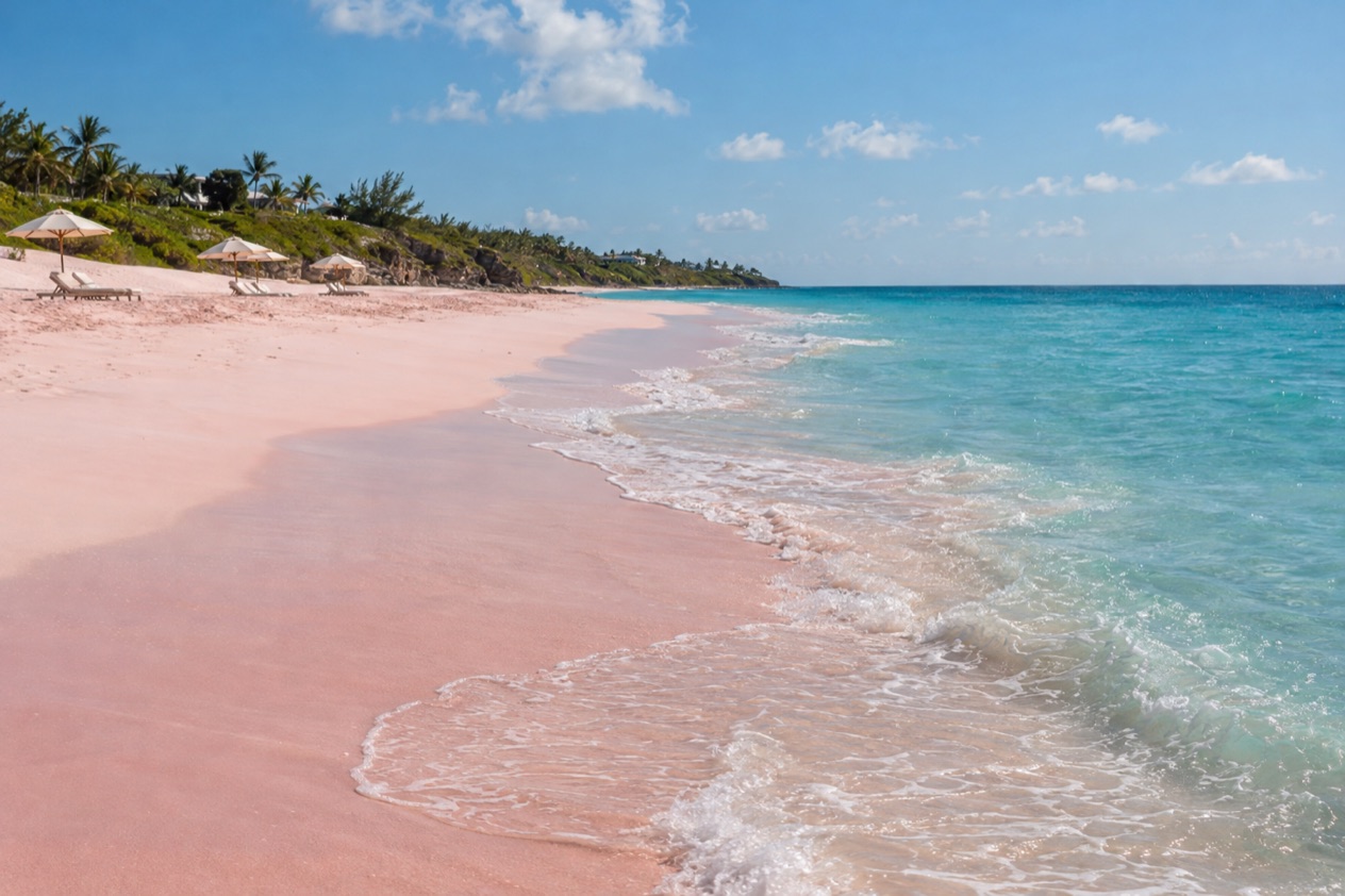 The pink sand of Harbour Island in spring