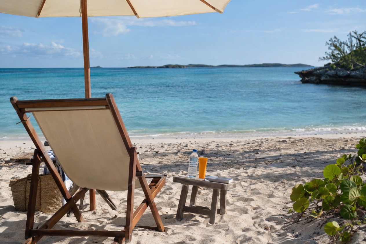 Shade, water and sunscreen