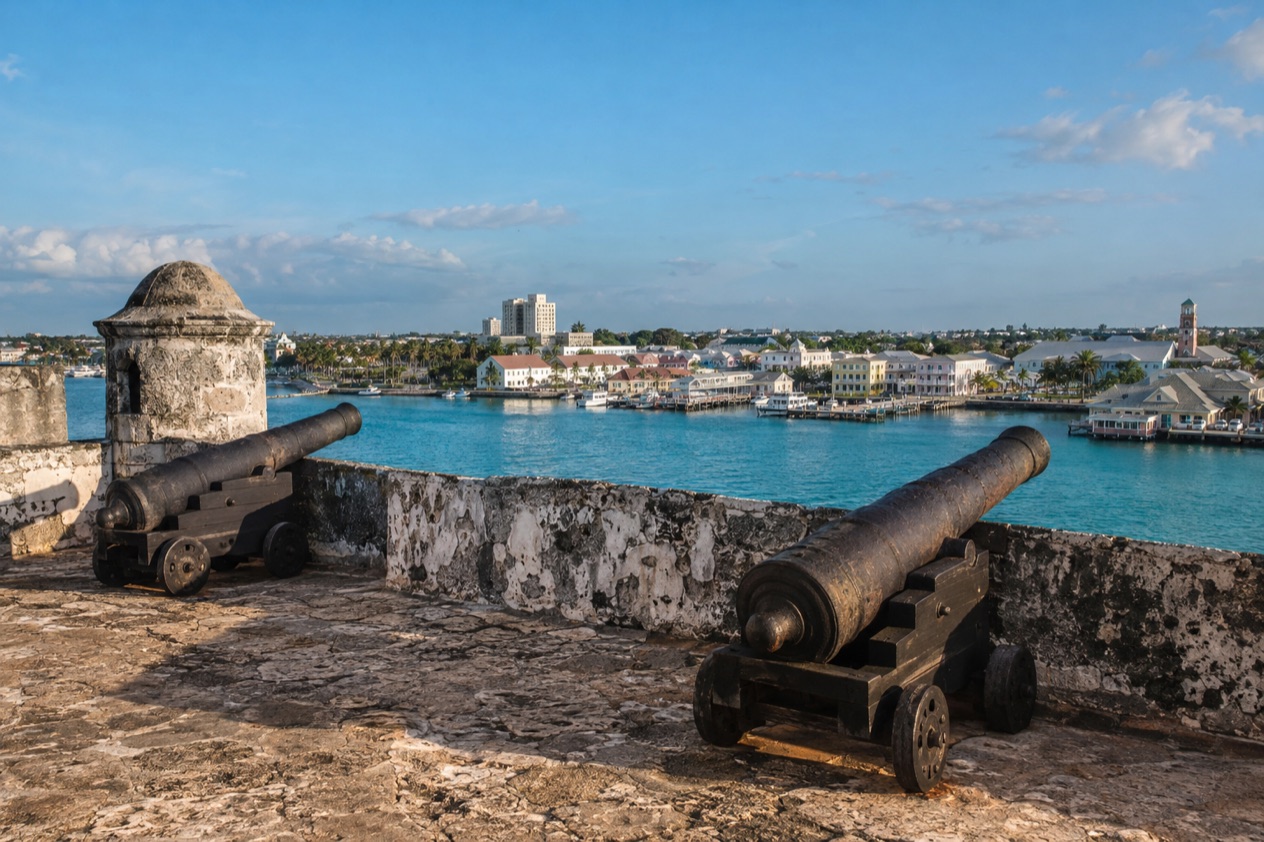 An old fort above a harbor