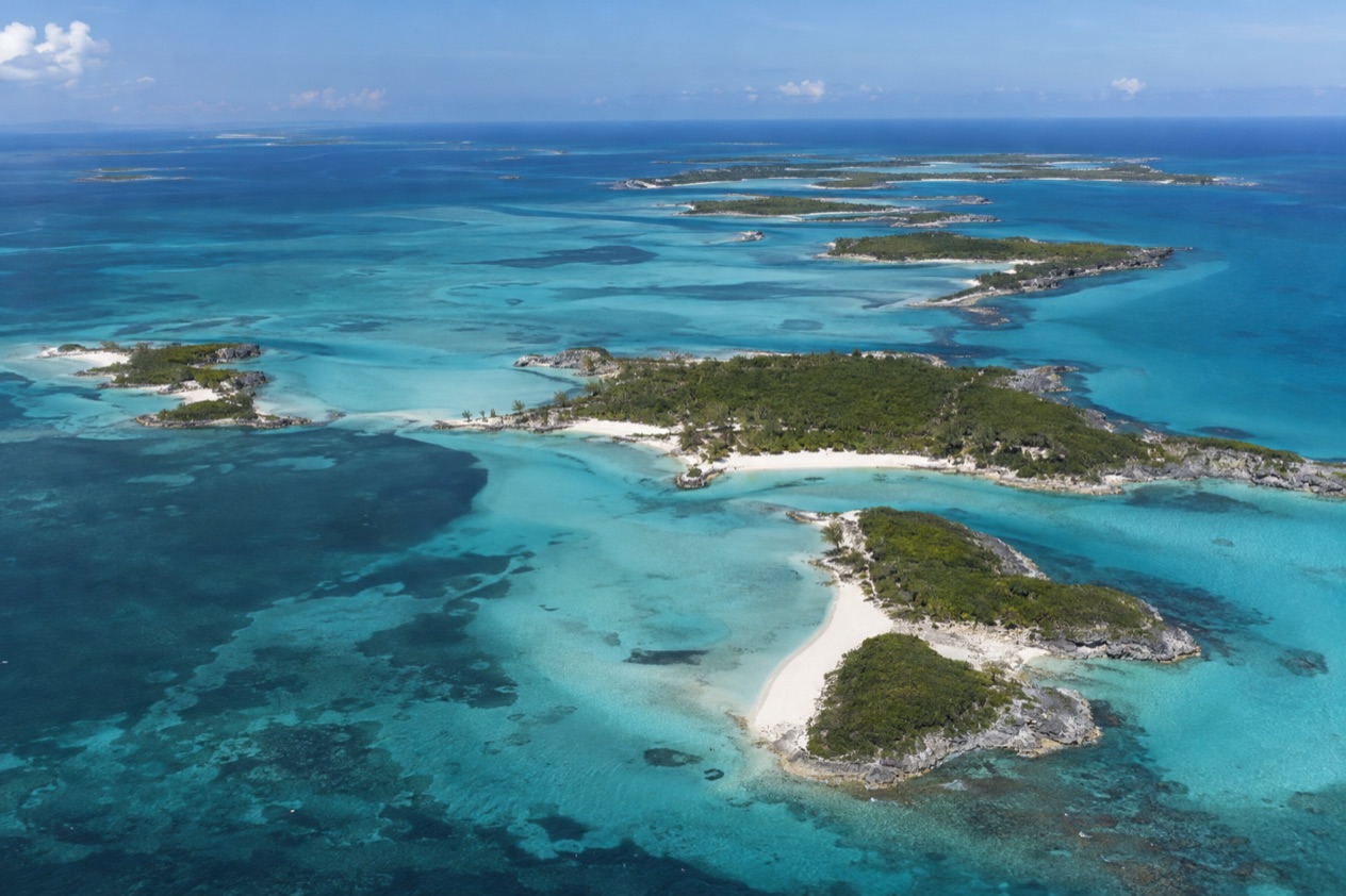 A chain of islands seen from above