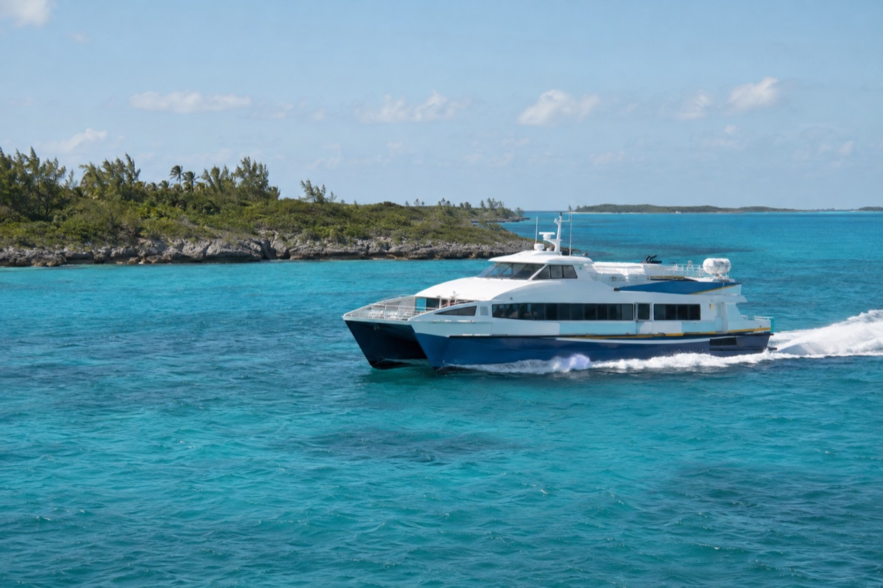 A passenger ferry at sea