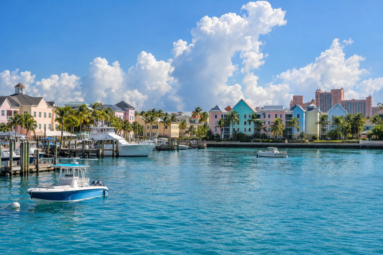 The harbor of Nassau in summer