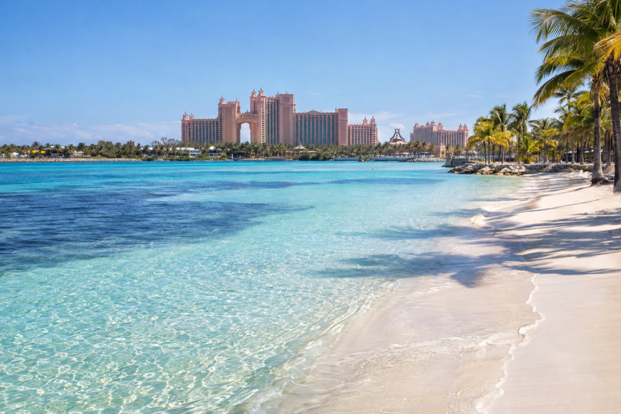A beach on Paradise Island in winter