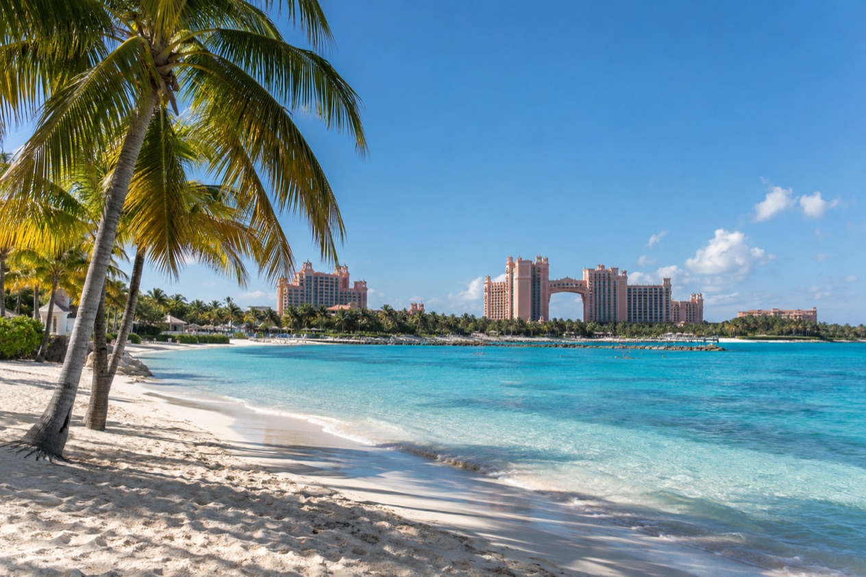 A beach on Paradise Island in winter