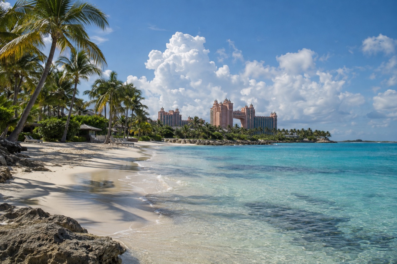 A beach on Paradise Island in summer
