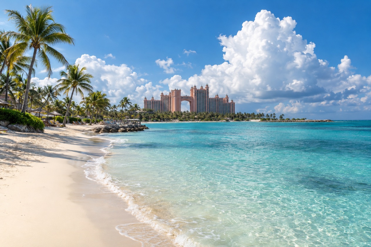 A beach on Paradise Island in summer